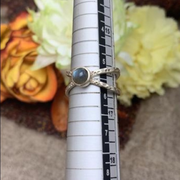 Labradorite Double Band 925 silver US size 5 1/4 - Picture 3 of 5